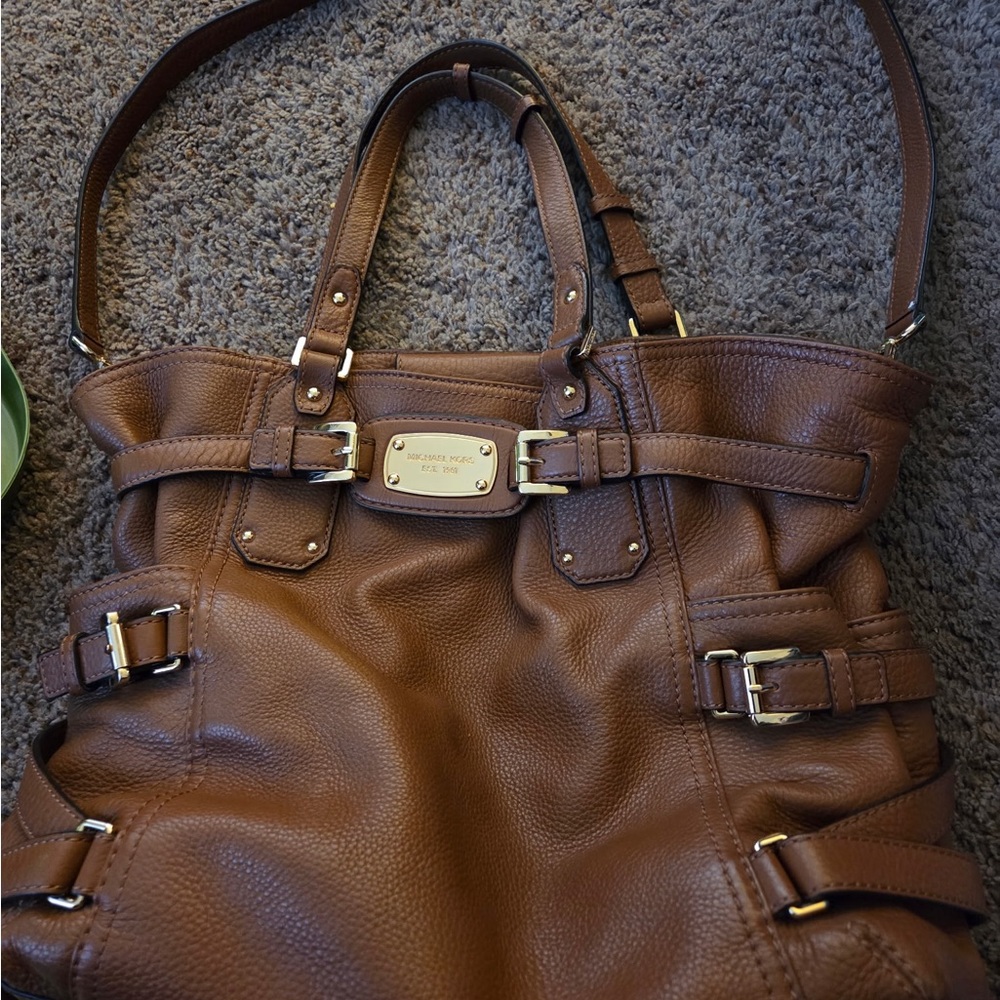 Michael Kors Brown Leather Tote with Gold Hardware